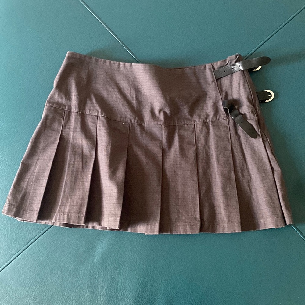 Brandy Melville Pleated Skirt with Leather Buckle Detail